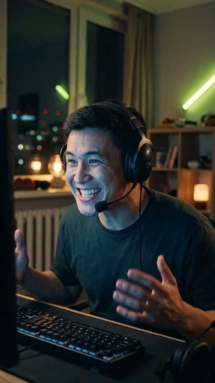 Vertical clip from a stream: streamer at a desk, captions read “chat, did you see that?”